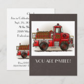 Invitation Camion de pompiers volontaire (Devant / Derrière)
