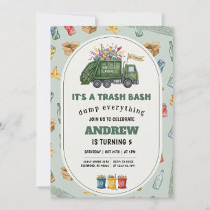 Invitation Camion de Poubelle de Récupération de Déchets d'An