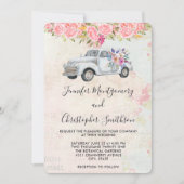 Invitation Camion de ramassage et fleurs Mariage d'aquarelle  (Devant)