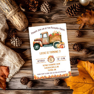 Invitation Camion de récolte d'automne, Champ de citrouilles,