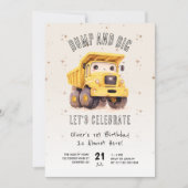 Invitation Camion de vidage de construction mignonne 1er anni (Devant)