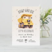 Invitation Camion de vidage de construction mignonne 1er anni (Debout devant)
