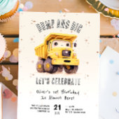 Invitation Camion de vidage de construction mignonne 1er anni