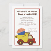 Invitation Camion de vidange avec Cupcake Red (Devant)