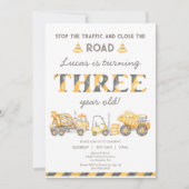 Invitation Camion de vidange de construction 3e Garçons Premi (Devant)