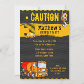 Invitation Camion de vidange de construction Orange-Jaune 3e (Devant)