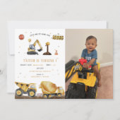 Invitation Camion de vidange et crevette | Construction pour  (Devant)