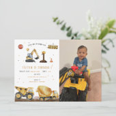 Invitation Camion de vidange et crevette | Construction pour  (Debout devant)