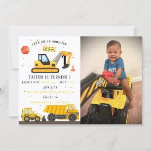 Invitation Camion de vidange et crevette   Construction pour