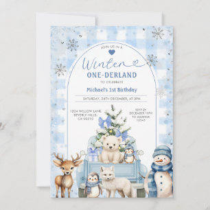 Invitation Camion d'hiver Onederland Garçon 1er Anniversaire 