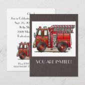 Invitation Camion d'incendie à échelle (Devant / Derrière)