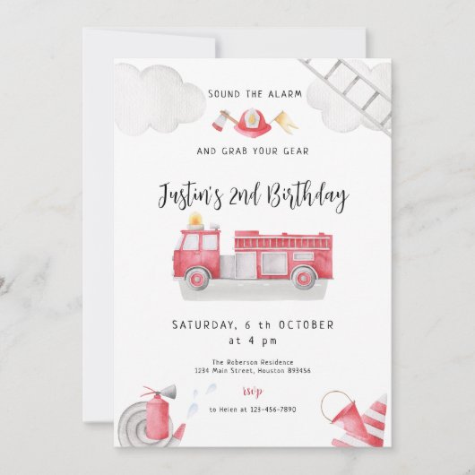 Invitation Camion d'incendie appeler toutes les unités Annive (Devant)