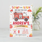 Invitation Camion d'incendie personnel fête d'anniversaire (Debout devant)