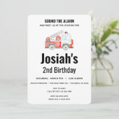 Invitation Camion d'incendie - Pompier - Sonner l'alarme Anni (Debout devant)