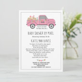 Invitation Camion Distances sociales Baby shower rose par cou (Debout devant)