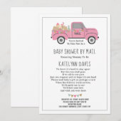 Invitation Camion Distances sociales Baby shower rose par cou (Devant / Derrière)