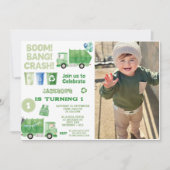 Invitation Camion d'ordures 1ère fête d'anniversaire Photo (Devant)