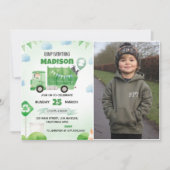 Invitation Camion d'ordures 2e fête d'anniversaire Photo (Devant)