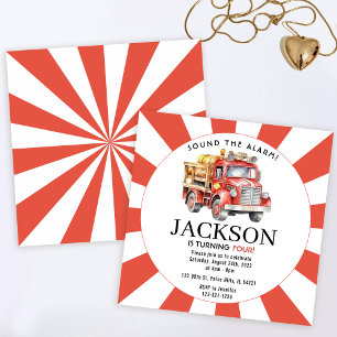 Invitation camion feu fête d'anniversaire