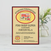 Invitation Camion feu rouge | Garçons Anniversaire Thématique (Debout devant)