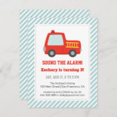 Invitation Camion feu rouge mignon, fête d'anniversaire des g (Devant / Derrière)