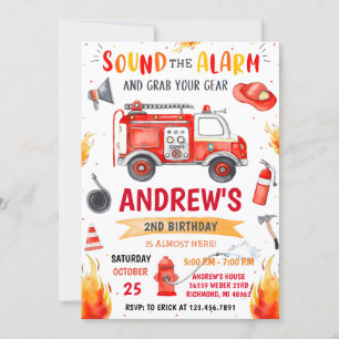 Invitation Camion FireFighter personnel Anniversaire avec ima