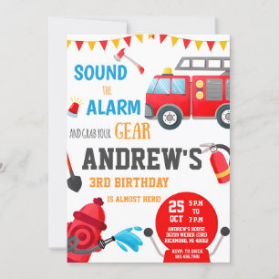 Invitation Camion FireFighter personnel Anniversaire Image pe