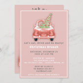Invitation Camion Joyeux Noël Brunch Rose (Devant / Derrière)