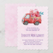 Invitation Camion mignonne d'amour transportant des coeurs et (Devant / Derrière)