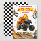 Invitation Camion Monster personnel hors route fête d'anniver (Devant / Derrière)