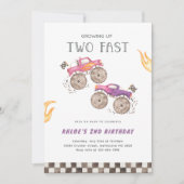 Invitation Camion Monster Rose Girl Deux Anniversaire Rapide (Devant)