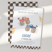 Invitation Camion Monster Rouge & Bleu Anniversaire Quel que 