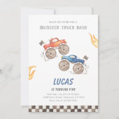 Invitation Camion Monster Rouge & Bleu Anniversaire Quel que  (Devant)