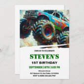 Invitation camion monstre 1er anniversaire (Devant / Derrière)