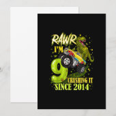 Invitation Camion Monstre Dinosaure Trex 9 Ans 9e Anniversair (Devant / Derrière)