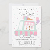 Invitation Camion Pink Ice Cream Deux sucré 2e fête d'anniver (Devant)
