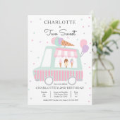 Invitation Camion Pink Ice Cream Deux sucré 2e fête d'anniver (Debout devant)