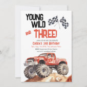 Invitation Camion Red Black Monster 3e anniversaire (Devant)
