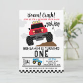 Invitation Camion Red Blue Monster 1er anniversaire (Debout devant)