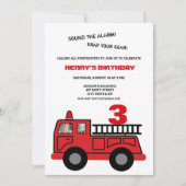 Invitation Camion Red Fire Deux photos Anniversaire (Devant)