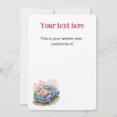 Invitation Camion Rétro Turquoise & Violet avec Œufs de Pâque (Dos)