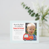 Invitation Camion Rouge Cute Fire Boys Anniversaire Photo (Debout devant)
