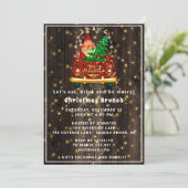 Invitation Camion Rouge Joyeux Noël Arbre Brunch Dîner Bois (Debout devant)