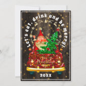 Invitation Camion Rouge Joyeux Noël Arbre Brunch Dîner Bois (Dos)
