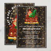 Invitation Camion Rouge Joyeux Noël Arbre Brunch Dîner Bois (Devant / Derrière)