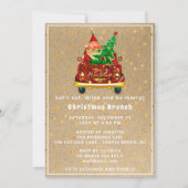 Invitation Camion Rouge Joyeux Noël Arbre Brunch Dîner Kraft (Devant)