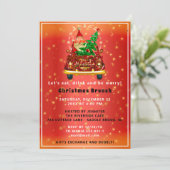 Invitation Camion Rouge Joyeux Noël Arbre Brunch Dîner Rouge (Debout devant)