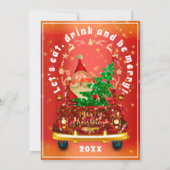 Invitation Camion Rouge Joyeux Noël Arbre Brunch Dîner Rouge (Dos)