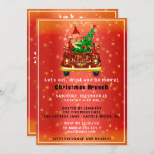Invitation Camion Rouge Joyeux Noël Arbre Brunch Dîner Rouge (Devant / Derrière)