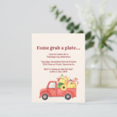 Invitation Camion Rouge Pays Style Citrouille Automne Thanksg (Debout devant)